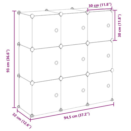 Contenitore a Cubo con 9 Cubi e Ante Trasparente PP