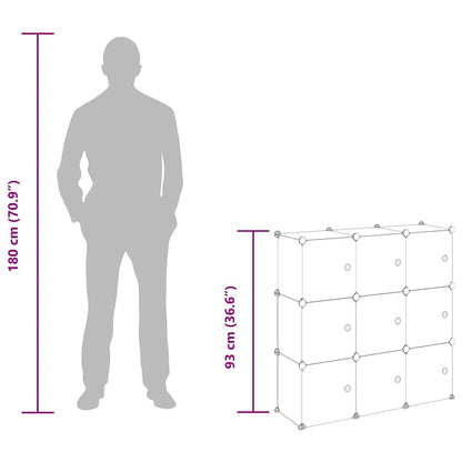 Contenitore a Cubo con 9 Cubi e Ante Trasparente PP