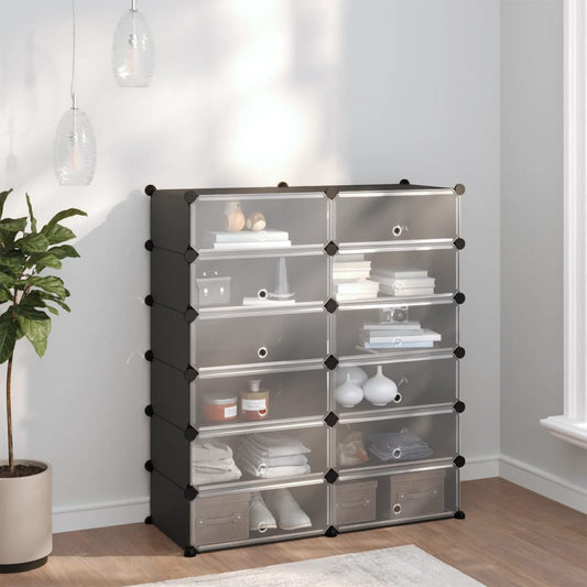 Scarpiera Nera 94,5x36,5x106 cm in PP - homemem39