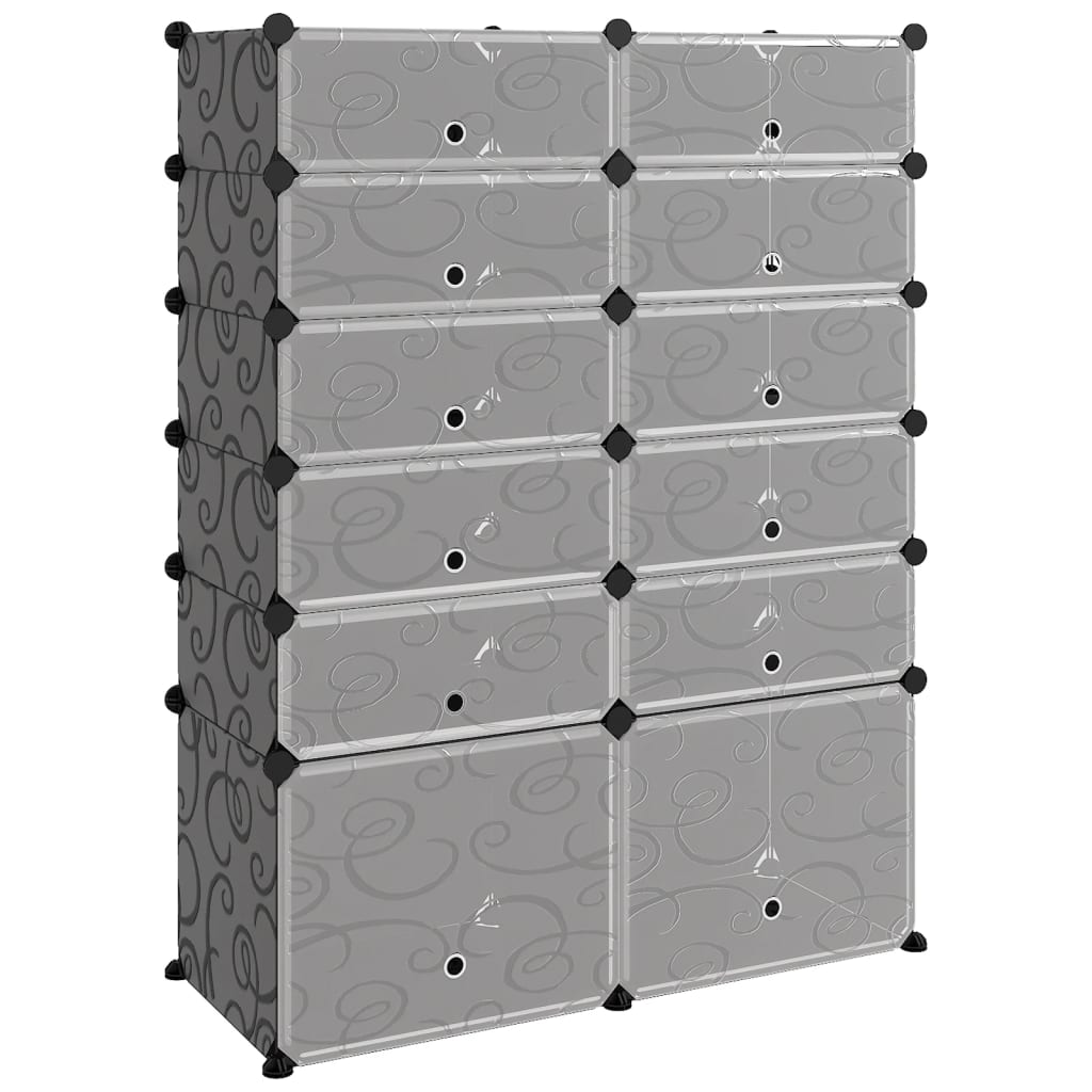 Scarpiera Nera 94x37x125 cm in PP - homemem39