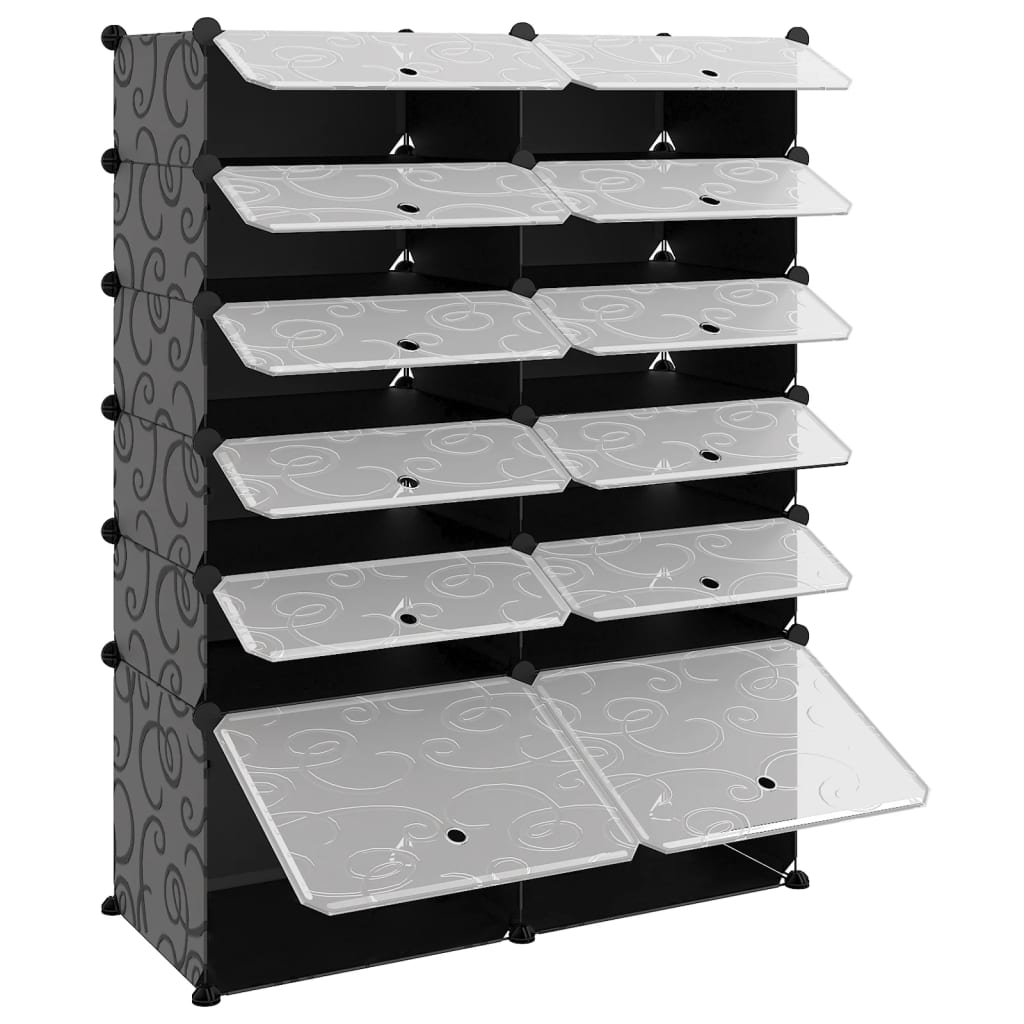Scarpiera Nera 94x37x125 cm in PP - homemem39