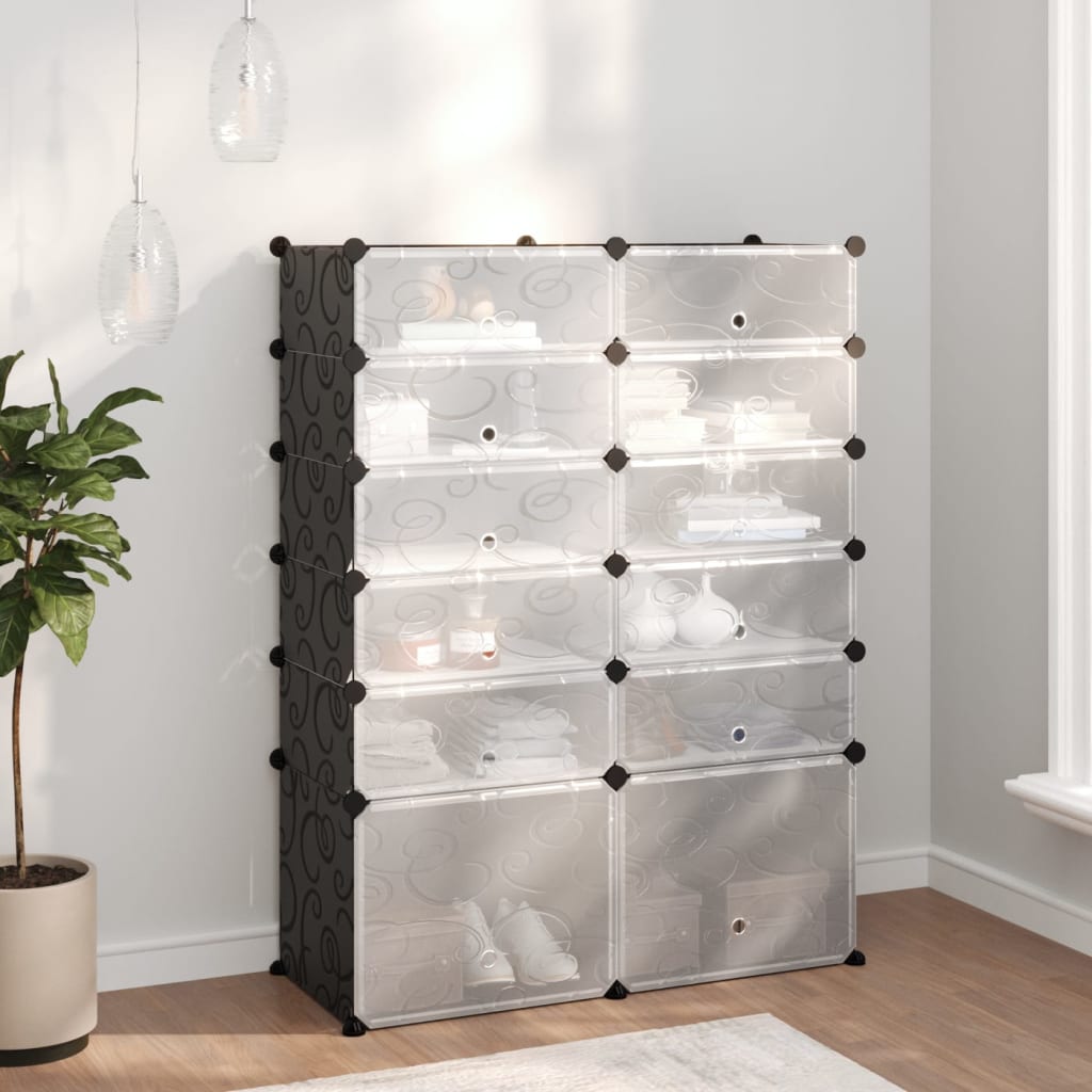 Scarpiera Nera 94x37x125 cm in PP - homemem39