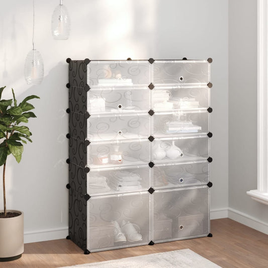 Scarpiera Nera 94x37x125 cm in PP - homemem39