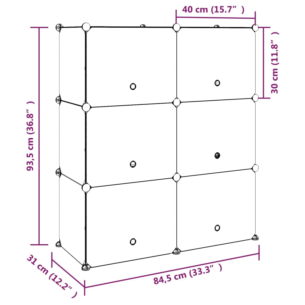 Scarpiera Nera 84,5x31x93,5 cm in PP - homemem39