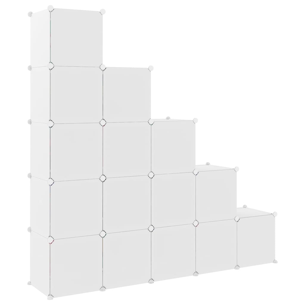 Scaffale Portaoggetti per Bambini con 15 Cubi Bianchi in PP - homemem39