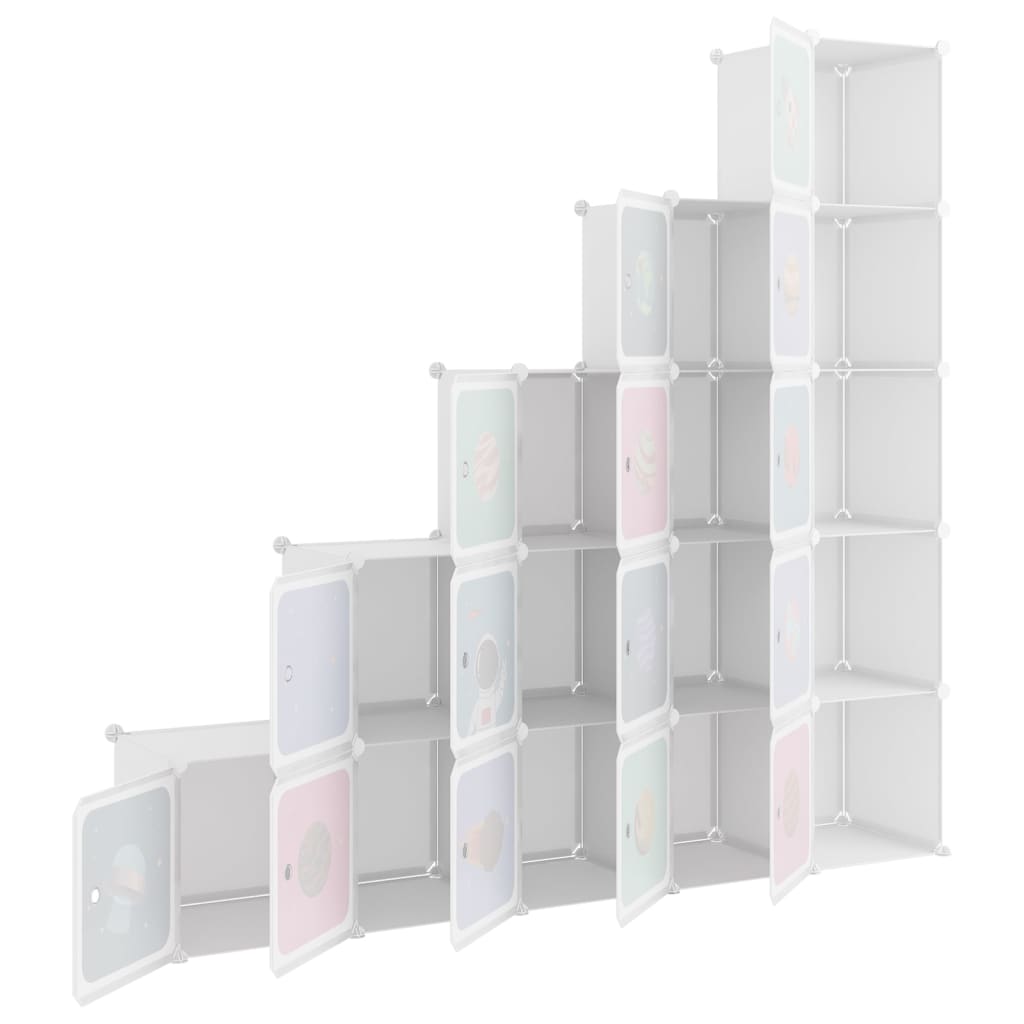 Scaffale Portaoggetti per Bambini con 15 Cubi Bianchi in PP - homemem39