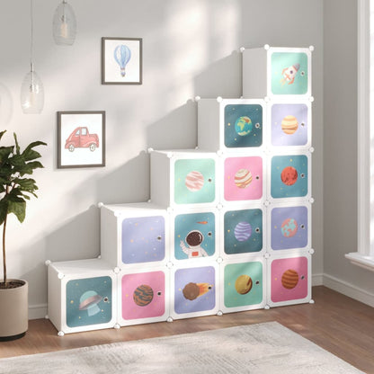 Scaffale Portaoggetti per Bambini con 15 Cubi Bianchi in PP - homemem39