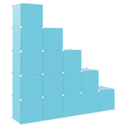 Scaffale Portaoggetti per Bambini con 15 Cubi Blu in PP - homemem39