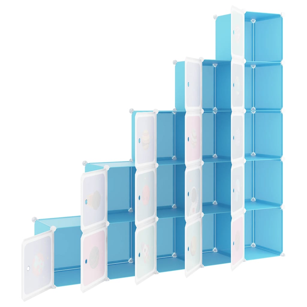 Scaffale Portaoggetti per Bambini con 15 Cubi Blu in PP - homemem39