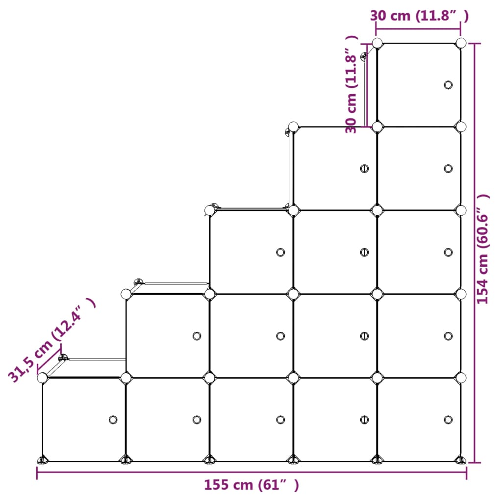 Scaffale Portaoggetti per Bambini con 15 Cubi Blu in PP - homemem39