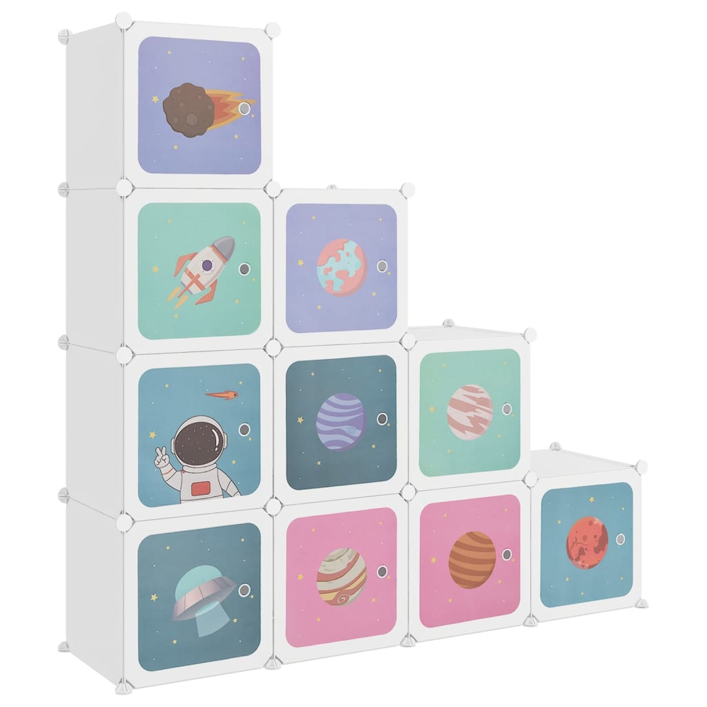 Scaffale Portaoggetti per Bambini con 10 Cubi Bianchi in PP - homemem39
