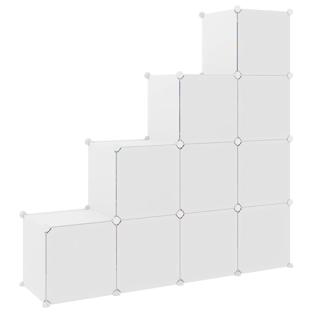 Scaffale Portaoggetti per Bambini con 10 Cubi Bianchi in PP - homemem39