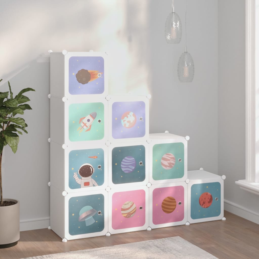 Scaffale Portaoggetti per Bambini con 10 Cubi Bianchi in PP - homemem39