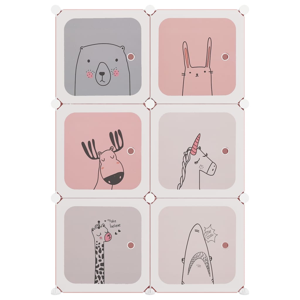 Scaffale Portaoggetti per Bambini con 6 Cubi Rosa in PP - homemem39