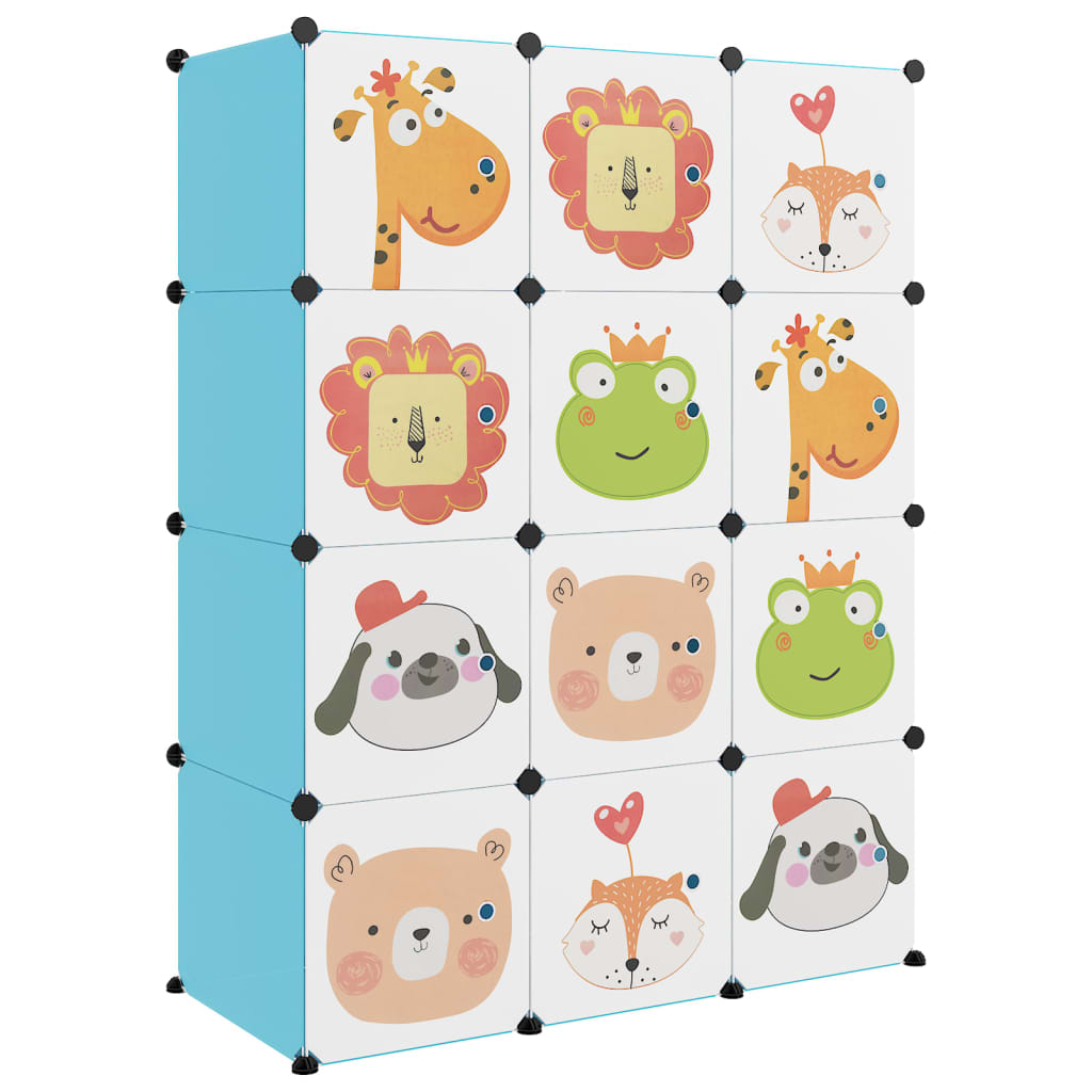 Scaffale Portaoggetti per Bambini con 12 Cubi Blu in PP - homemem39