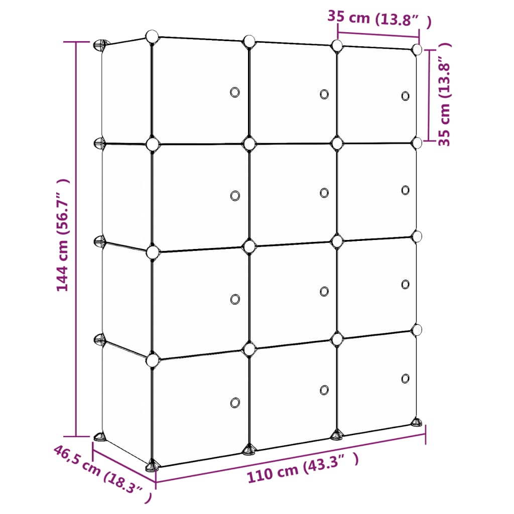 Scaffale Portaoggetti per Bambini con 12 Cubi Blu in PP - homemem39
