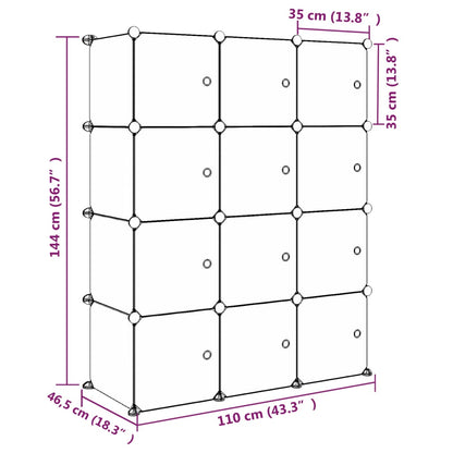 Scaffale Portaoggetti per Bambini con 12 Cubi Blu in PP - homemem39