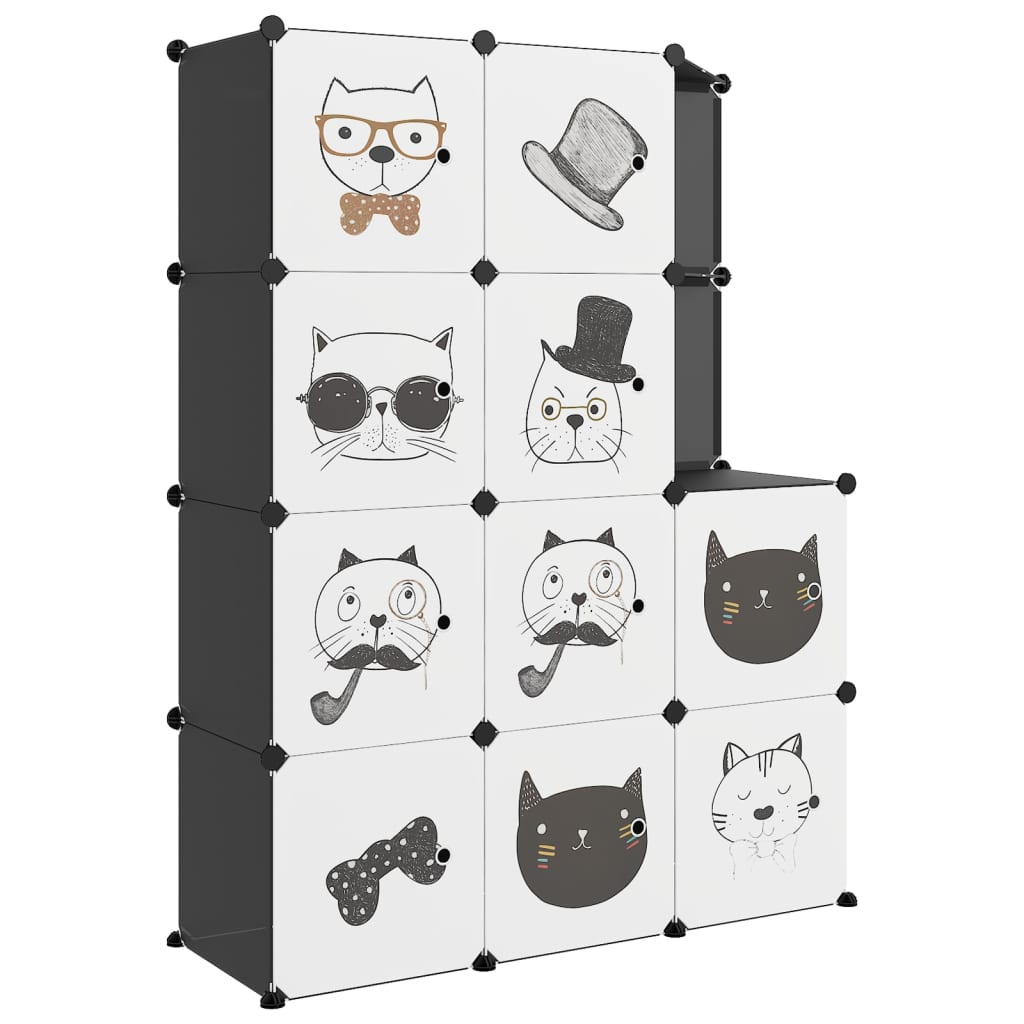 Scaffale Portaoggetti per Bambini con 10 Cubi Neri in PP - homemem39