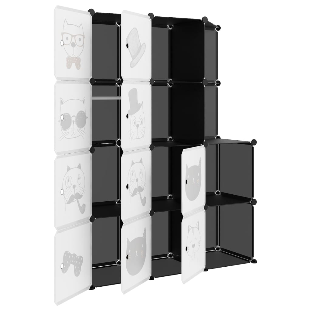 Scaffale Portaoggetti per Bambini con 10 Cubi Neri in PP - homemem39