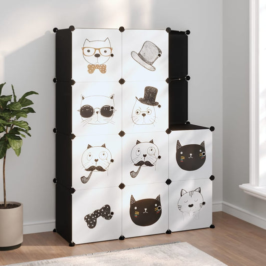 Scaffale Portaoggetti per Bambini con 10 Cubi Neri in PP - homemem39