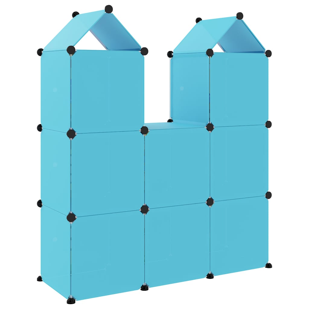 Scaffale Portaoggetti per Bambini con 8 Cubi Blu in PP - homemem39