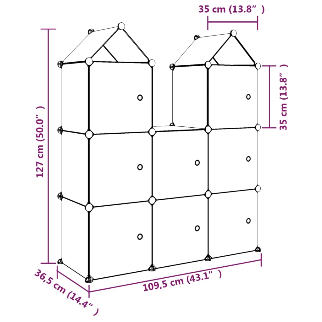 Scaffale Portaoggetti per Bambini con 8 Cubi Blu in PP - homemem39
