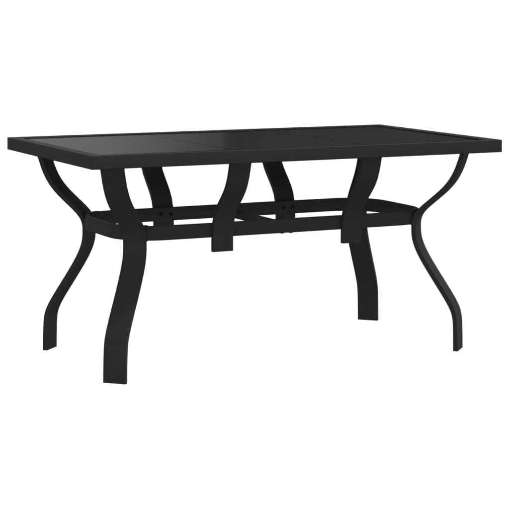 Tavolo da Giardino Nero 140x70x70 cm in Acciaio e Vetro - homemem39