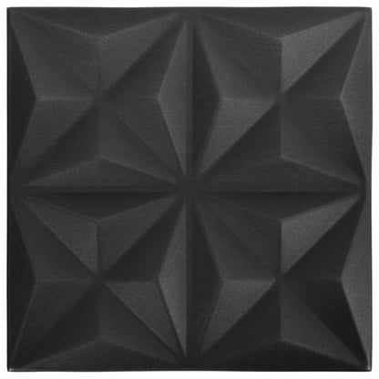 Pannelli Murali 3D 48 pz 50x50 cm Neri Origami 12 m² - homemem39