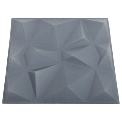 Pannelli Murali 3D 48 pz 50x50 cm Grigi a Diamante 12 m² - homemem39