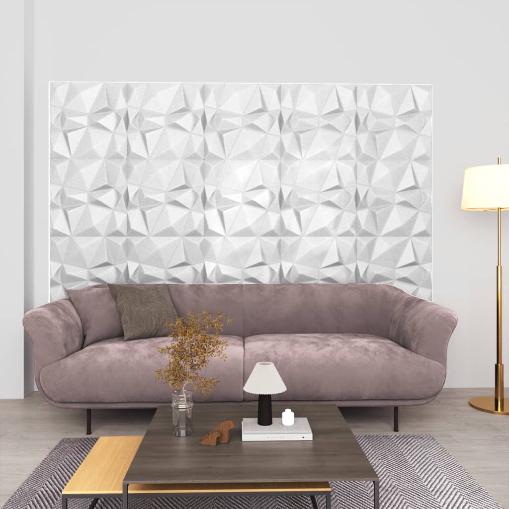 Pannelli Murali 3D 12 pz 50x50 cm Bianchi a Diamante 3 m² - homemem39