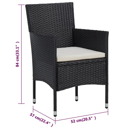 Set da Pranzo da Giardino 3 pz con Cuscini Nero - homemem39
