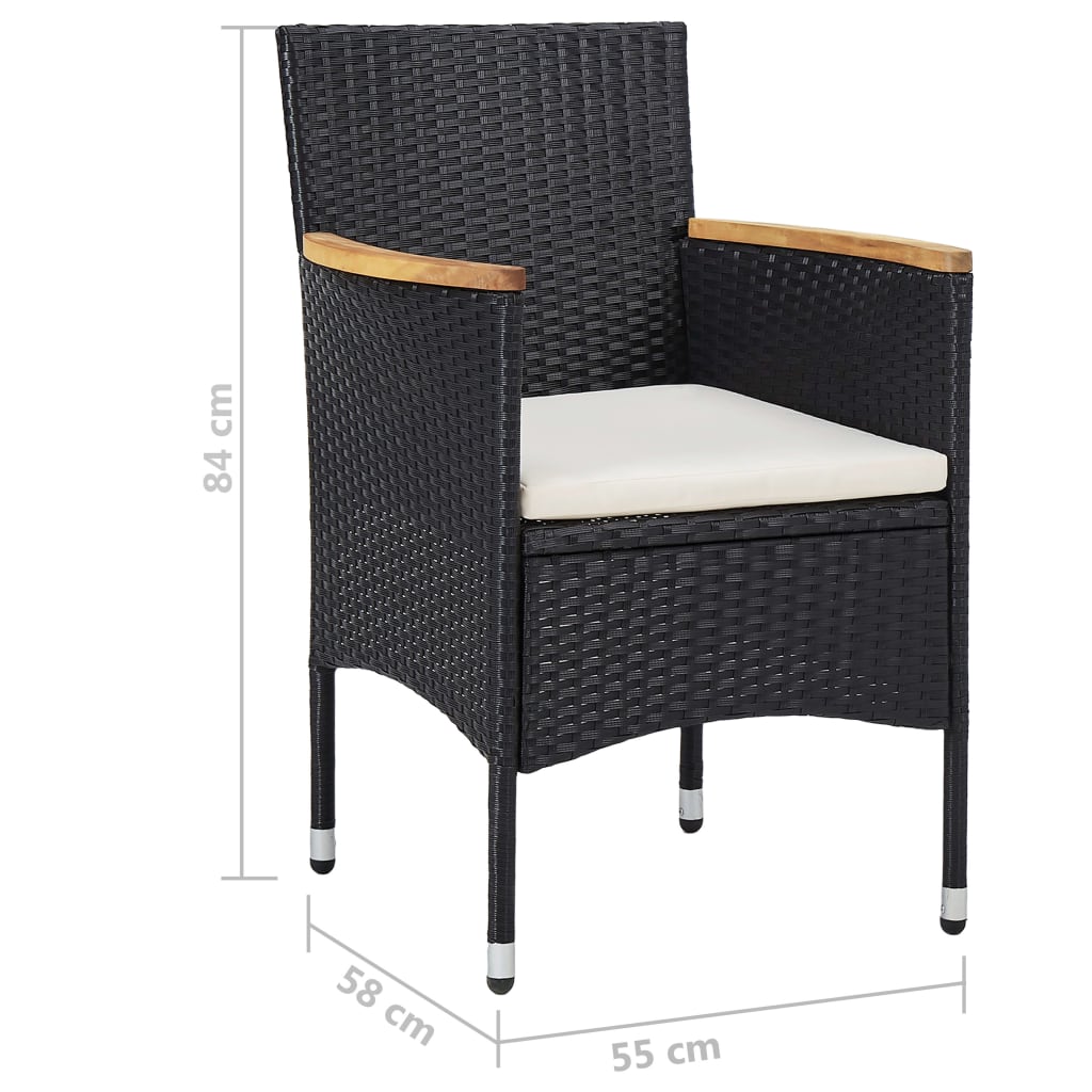 Set Pranzo da Giardino 9pz in Polyrattan e Vetro Temperato Nero - homemem39