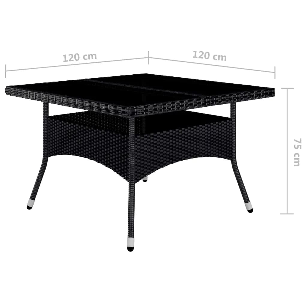 Set Pranzo da Giardino 9pz in Polyrattan e Vetro Temperato Nero - homemem39