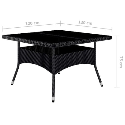 Set Pranzo da Giardino 9pz in Polyrattan e Vetro Temperato Nero - homemem39