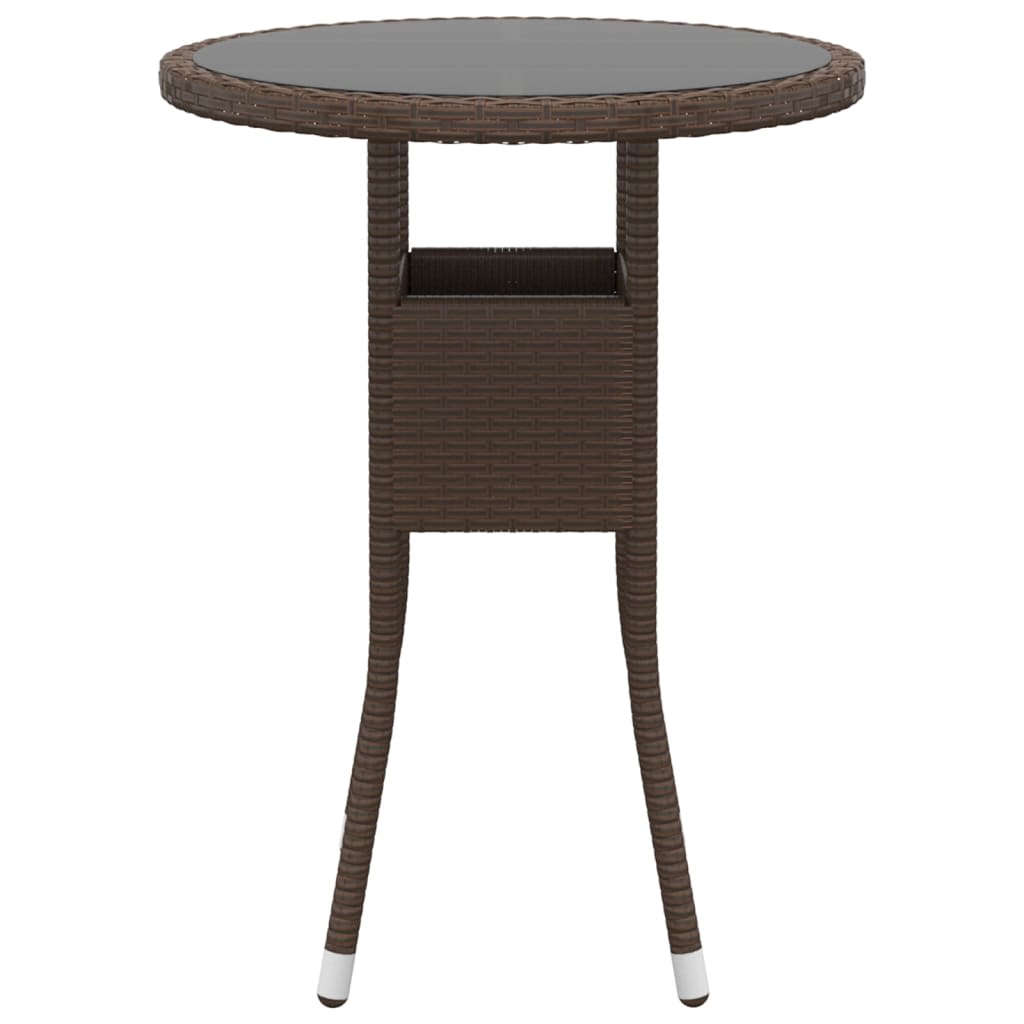 Set Bistrot Giardino 3 pz Polyrattan e Vetro Temperato Marrone - homemem39