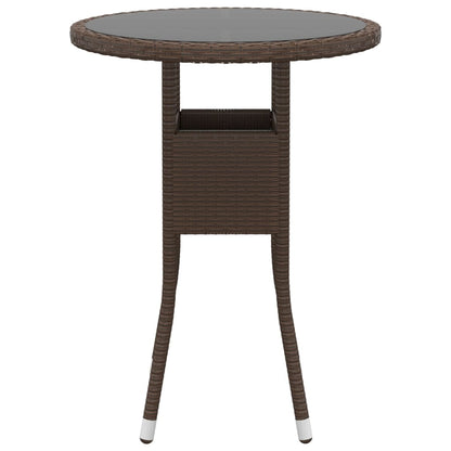 Set Bistrot Giardino 3 pz Polyrattan e Vetro Temperato Marrone - homemem39