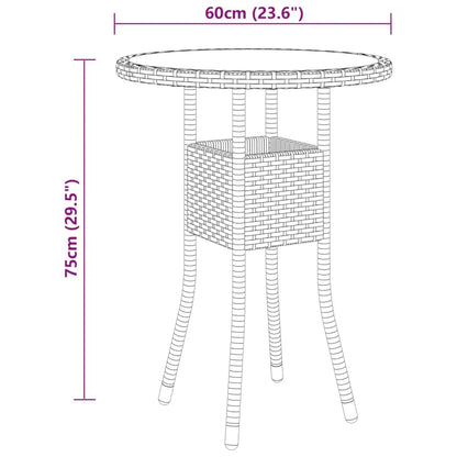 Set Bistrot Giardino 3 pz Polyrattan e Vetro Temperato Marrone - homemem39