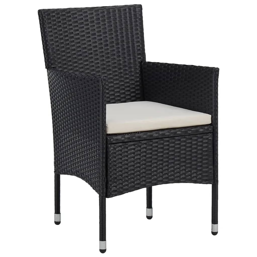 Set da Bistrot per Giardino 3 pz in Polyrattan e Vetro Nero - homemem39