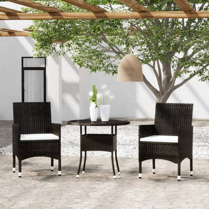 Set da Bistrot per Giardino 3 pz in Polyrattan e Vetro Nero - homemem39