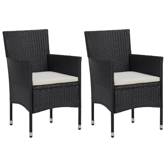 Set Pranzo da Giardino 3pz in Polyrattan e Vetro Temperato Nero - homemem39