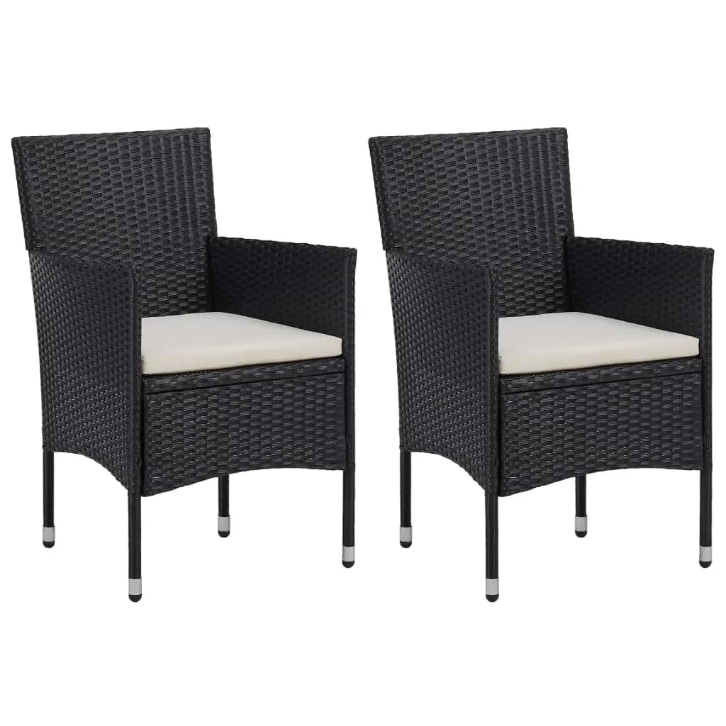 Set da Pranzo da Giardino 3 pz Polyrattan e Legno Massello Nero - homemem39