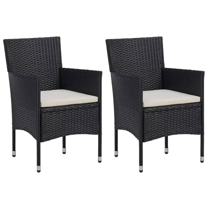 Set da Pranzo da Giardino 3 pz Polyrattan e Legno Massello Nero - homemem39