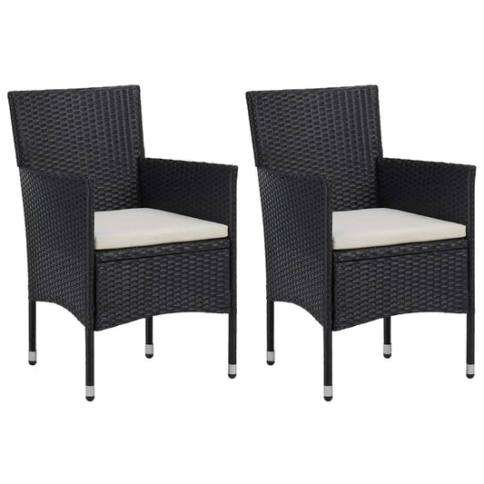 Set da Pranzo da Giardino 3 pz Polyrattan e Legno Massello Nero - homemem39