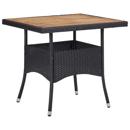 Set da Pranzo da Giardino 3 pz Polyrattan e Legno Massello Nero - homemem39