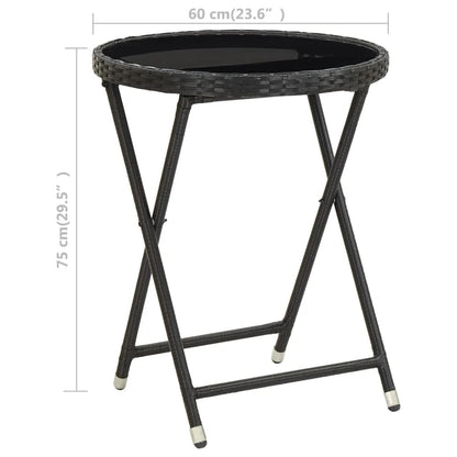 Set da Bistrot per Giardino 3 pz in Polyrattan e Vetro Nero - homemem39
