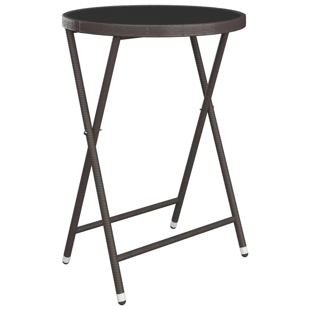 Set Bistrot Giardino 3 pz Polyrattan e Vetro Temperato Marrone - homemem39