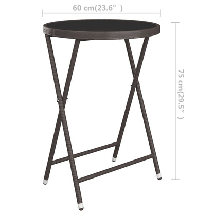 Set Bistrot Giardino 3 pz Polyrattan e Vetro Temperato Marrone - homemem39