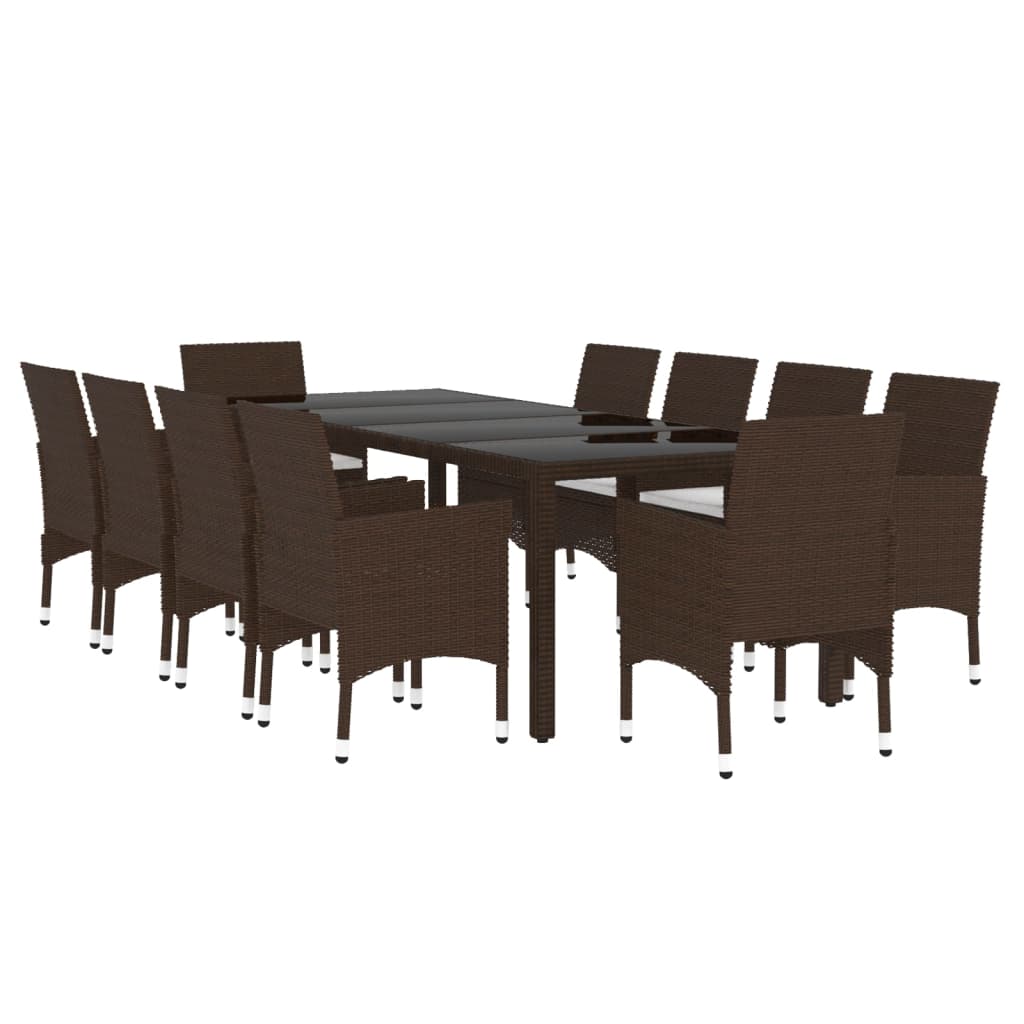 Set da Pranzo da Giardino 11 pz in Polyrattan Marrone - homemem39