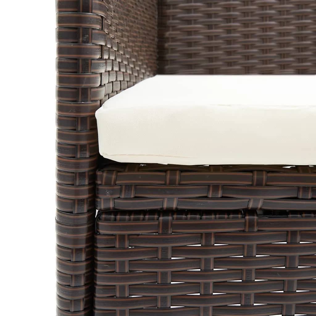 Set Pranzo da Giardino 3pz Polyrattan e Vetro Temperato Marrone - homemem39