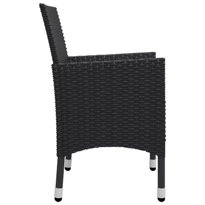 Set Bistrot da Giardino 3 pz Polyrattan e Legno Massello Nero - homemem39